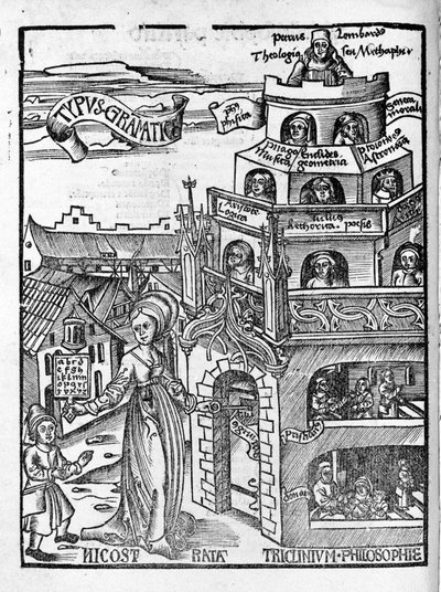 Arts libéraux : Grammaire - dans "Margarita Philosophica" par Gregor Reisch (1467-1525). Bâle - Gregor Reisch