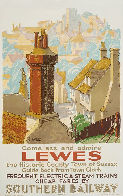Lewes, affiche publicitaire pour Southern Railway - F. Gregory Brown