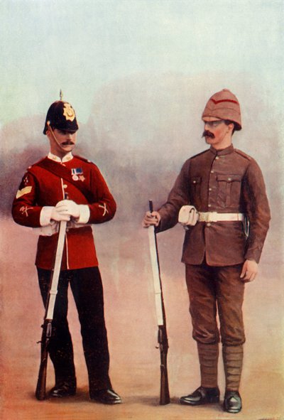 Sergent-major et soldat en kaki, régiment de Gloucester, 1900 - Gregory and Co