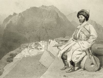 Vue de Ghimri et portrait de Hadji-Mourad, planche 66 d