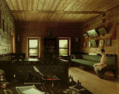 Le bureau dans la maison de Nikolaï Milioukov à Ostrovky, 1844 - Grigori Vasilievich Soroka