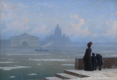 Dérive des glaces sur la rivière Neva à Saint-Pétersbourg, années 1890 - Grigory Odisseyevich Kalmykov