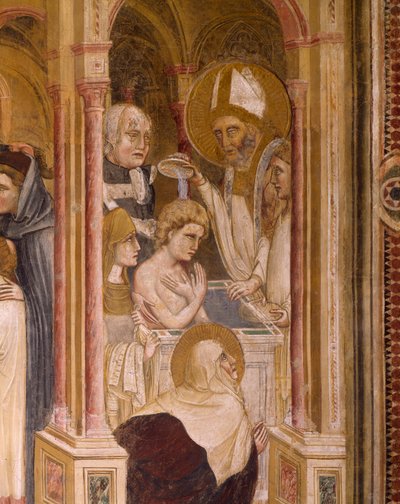 Baptême de Saint Augustin, par Guariento, fresque - Guariento di Arpo