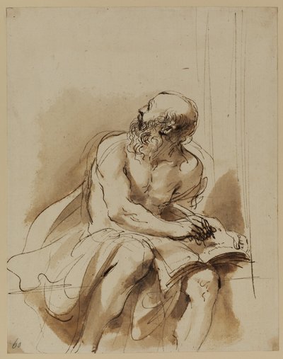 Figure assise de Saint Jérôme - Guercino (1591 1666)