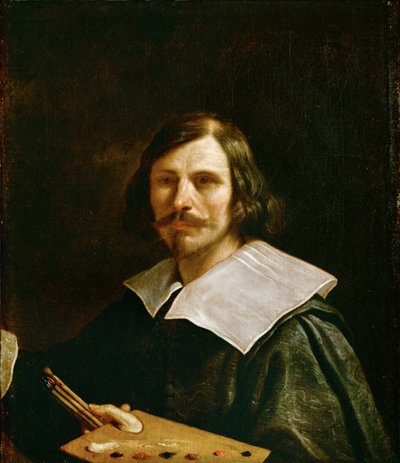 Autoportrait avec palette de peintre... - Guercino (1591-1666)