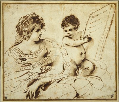 Une sibylle assise accompagnée d