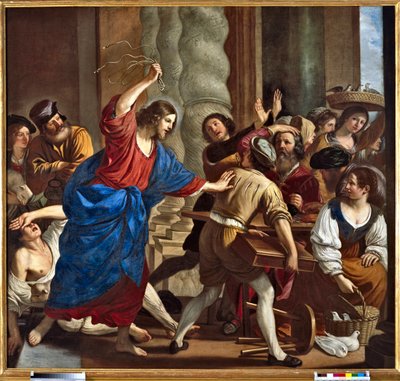 Christ chassant les marchands du Temple Peinture de Giovanni Francesco Barbieri dit Il Guercino (Le Guerchin) (1591-1666) - Guercino