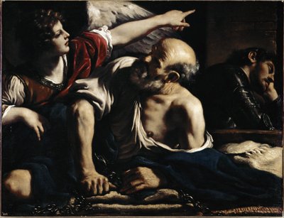 Saint Pierre libéré par un ange - Huile sur toile, vers 1622 - Guercino