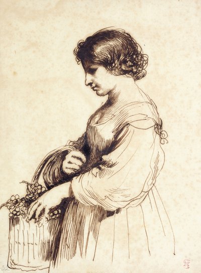 Une jeune femme tenant un panier de fruits - Guercino