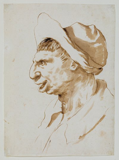 Tête de paysan de profil à gauche - Guercino