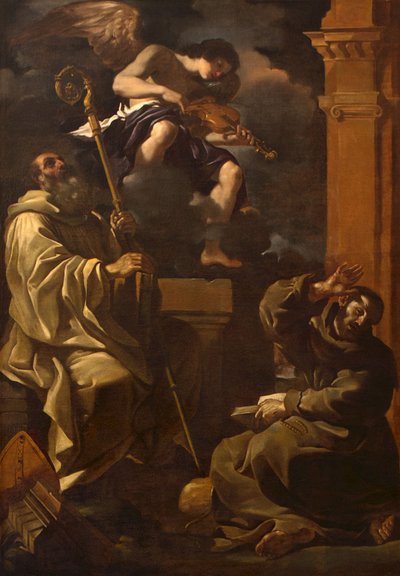 Saint Benoît et Saint François écoutant un ange musicien - Guercino