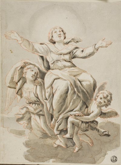 Assomption (recto) Têtes de portrait, divers croquis (verso) - Guido Canlassi