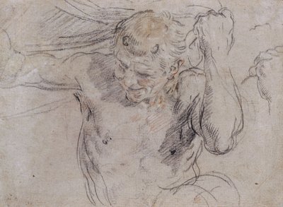 Un satyre soulevant un drapé, et une étude subsidiaire de sa main gauche - Guido Reni