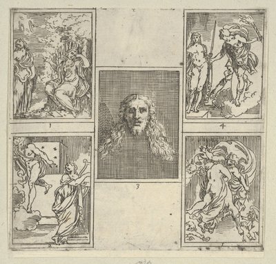 Cinq scènes numérotées, chacune d