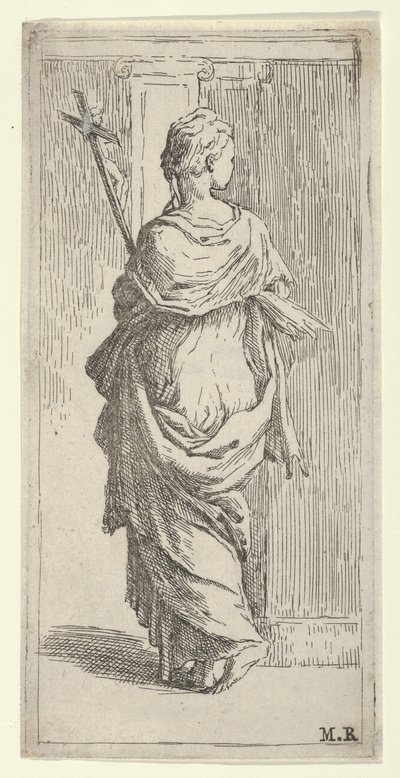 Fille portant un crucifix et marchant vers un pilastre, vue de dos, vers 1590-1600 - Guido Reni