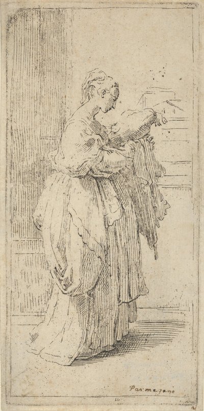Fille portant un coussin, vue de profil vers la droite, 1590-1690 - Guido Reni