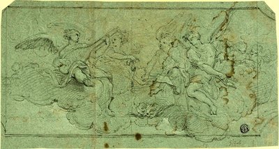 Anges musiciens dans les nuages (recto) ; Clerc assis (verso) - Guido Reni