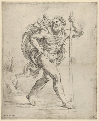 Saint Christophe marchant avec l