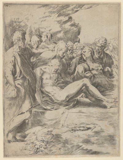La Mise au tombeau, Christ avec les jambes étendues, la Vierge à droite, 1590-1600 - Guido Reni