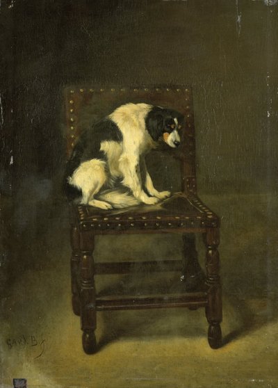 Un chien sur une chaise - Guillaume Anne van der Brugghen