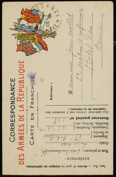 Carte postale autographe à Jean Mollet, 31 juillet 1915 - Guillaume Apollinaire