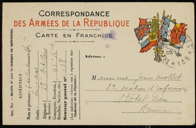 Carte Postale à Jean Mollet, 1915 - Guillaume Apollinaire