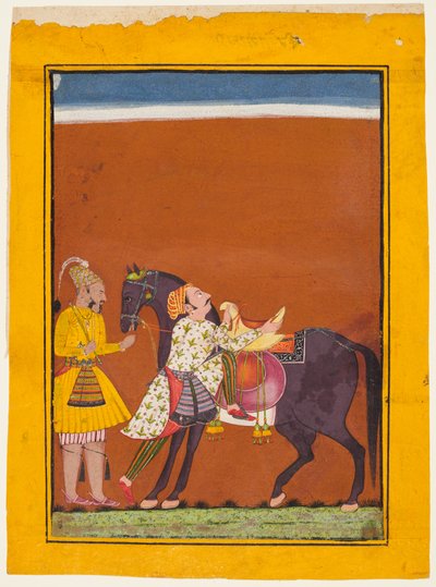 Un guerrier montant un cheval tenu : Saindhava Ragaputra de Shri, d