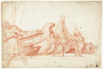 Scène de quai (recto) ; Deux esquisses de figures masculines (verso) - Guillaume Courtois
