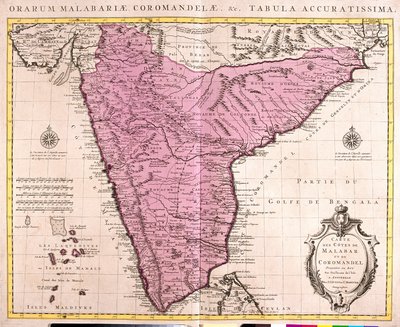 Carte de Coromandel et Malabar (Inde) - Guillaume Delisle