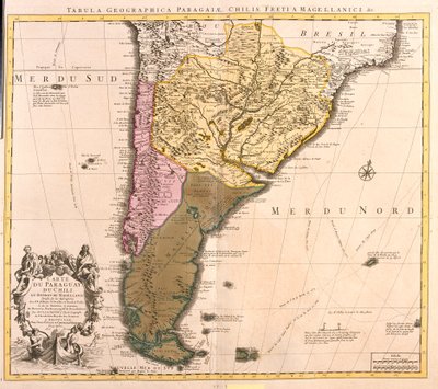 Carte du Paraguay, du Chili et de la Terre de Magellan (Argentine) (gravure) - Guillaume Delisle