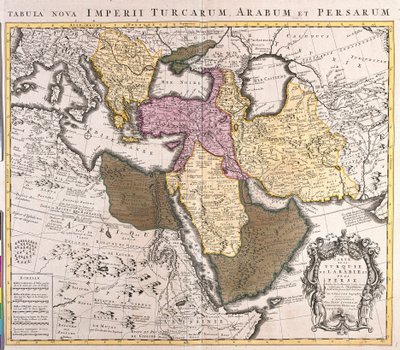 Carte du Moyen-Orient : Empire turc, Perse et péninsule arabique (gravure) - Guillaume Delisle