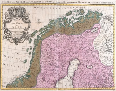 Carte des pays nordiques, royaumes du Danemark, de Suède et de Norvège - Guillaume Delisle
