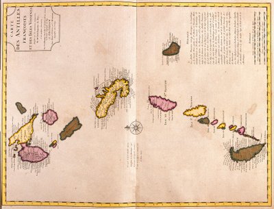 Cartes des îles des Caraïbes (Guadeloupe, Marie Galante, Dominique, Martinique, Sainte-Lucie, Saint-Vincent, Barbade, Grenadines et Grenade) - Guillaume Delisle