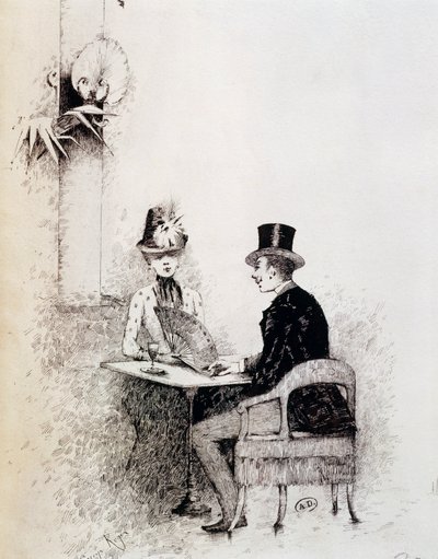 Couple dans un café parisien - Guillaume Georges Roger