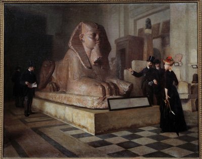 Salle égyptienne du Louvre, visiteurs devant le Grand Sphinx - Guillaume Larrue