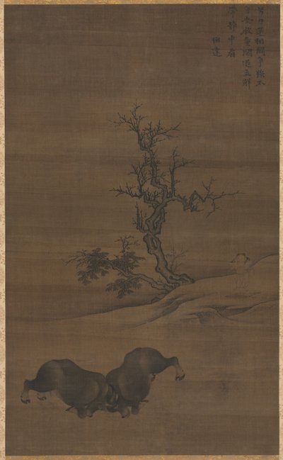Garçons de troupeau et buffles dans un paysage - Guo Min