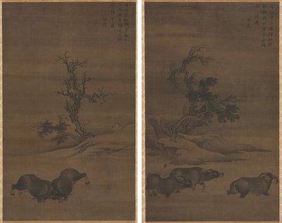 Garçons de troupeau et buffles dans des paysages - Guo Min
