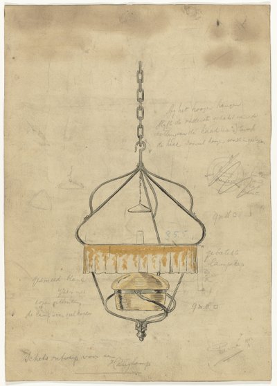 Projet pour une lampe suspendue - Gust van de Wall Perné (signed by artist)