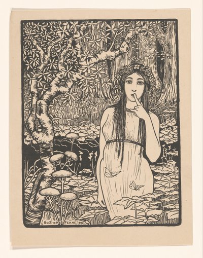 Femme dans un paysage forestier - Gust van de Wall Perné
