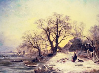 Figures devant un cottage en hiver - Gustaf Fredrik Rydberg