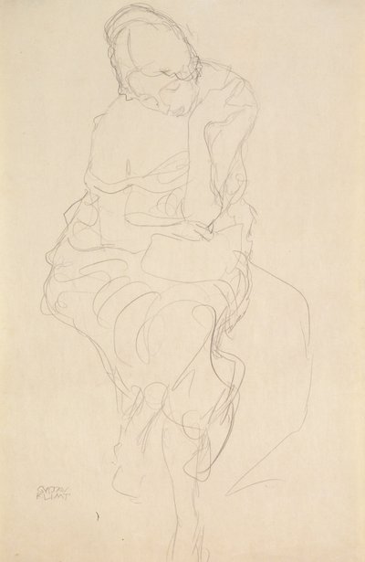 Assise sur un tabouret de face - Gustav Klimt