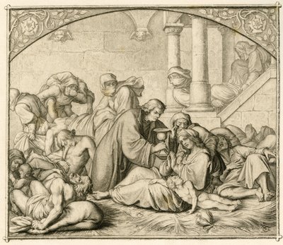 Luther avec des malades de la peste à Wittenberg - Gustav Ferdinand Leopold Konig