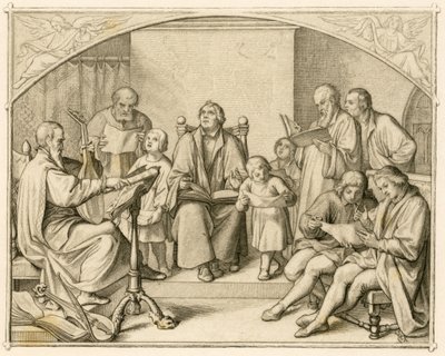 Introduction des hymnes religieux protestants allemands par Luther avec ses enfants et amis sous la direction de Johannes Walther (1496-1570) - Gustav Ferdinand Leopold Konig