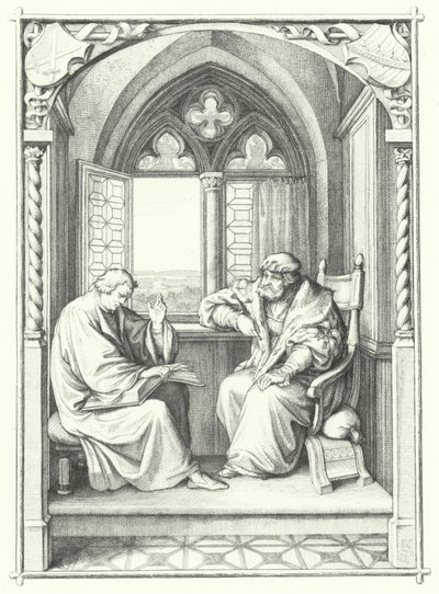 Martin Luther lisant la Bible à Jean, Électeur de Saxe (gravure) - Gustav Ferdinand Leopold Konig
