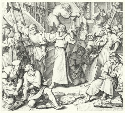 Martin Luther réprimant les iconoclastes à Wittenberg (gravure) - Gustav Ferdinand Leopold Konig