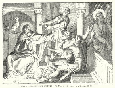 Le reniement de Pierre, Saint Luc, ch xxii, v 55, 56 - Gustav Jager