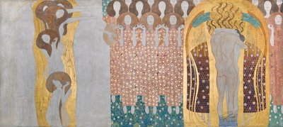 Frise Beethoven: Les Arts, Chœur du Paradis et Étreinte - Panneau 8, mur long droit - Gustav Klimt