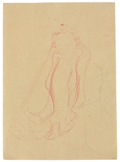 Étude de costume avec les mains jointes, répétition du côté droit, vers 1903-04 - Gustav Klimt
