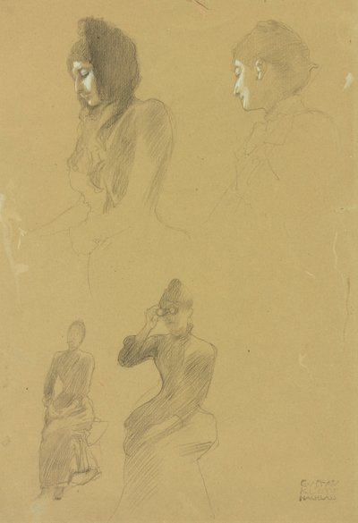Quatre études de portraits de femmes - Gustav Klimt