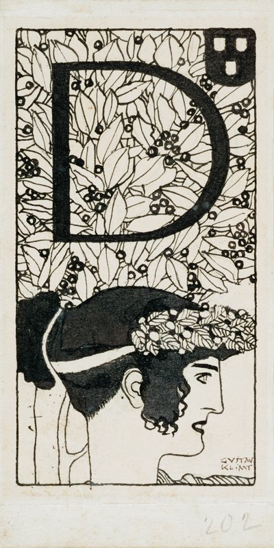 Initiale D, utilisée dans le troisième numéro de Ver Sacrum, la revue du mouvement Art Nouveau Secession en Autriche. - Gustav Klimt